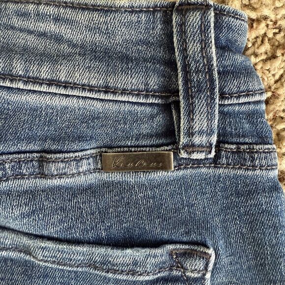 KanCan Jeans 9/28 Mid-Rise Skinny Ankle Blue Denim Frayed edge & slit #KC8558M - Picture 7 of 9